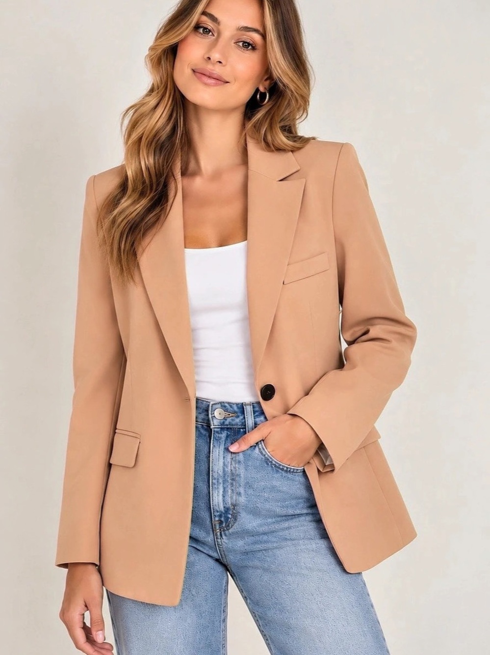 Petal & Pup Harrietta Blazer Tan Camel Single Button Size 4
